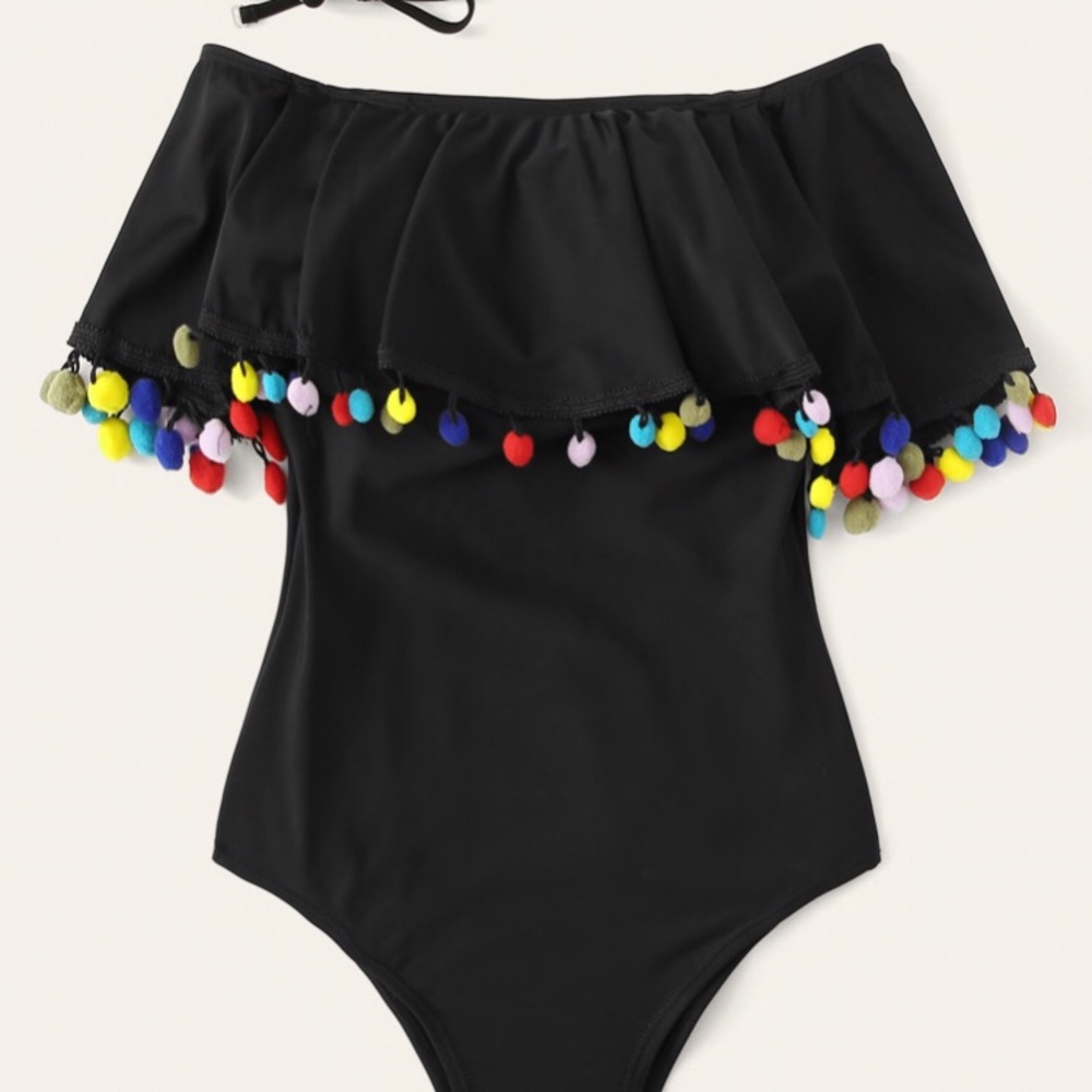 NWT Black Pom Pom Suit - Picture 5 of 5